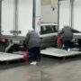 Viral video: Truck driver helps elderly women to cross flooded roadway