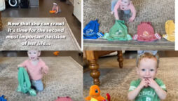 Girl crawls up to Harry Potter baby clothing; Watch viral