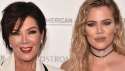 Khloe Kardashian reacts to a joke about her mom Kris Jenner