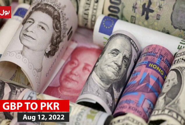 British Pound and other currency rates in Pakistan on 12 Aug 2022