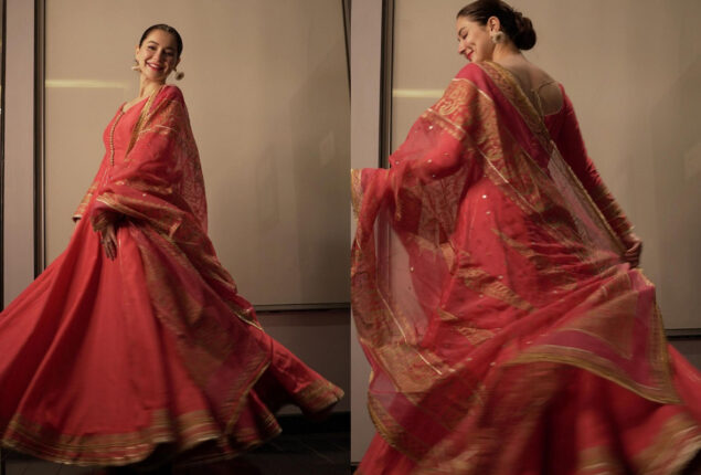 Hania Aamir looks dazzling twirls in Pink Pishwas