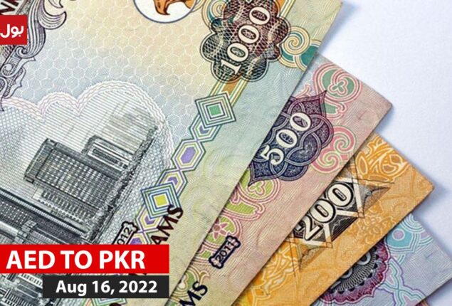 AED TO PKR and other currency rates in Pakistan on 16 Aug 2022