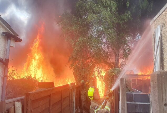 Massive fire break outs in Feltham near Heathrow airport