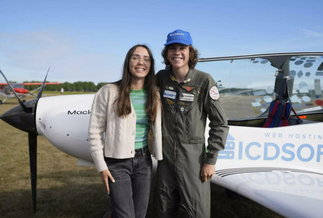 Teenage pilot sets age record for round-the-world solo flight