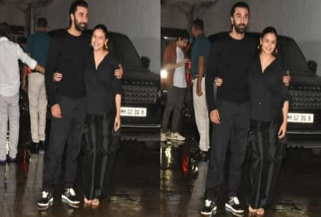 Alia Bhatt, Ranbir Kapoor smile graciously as they hold each other