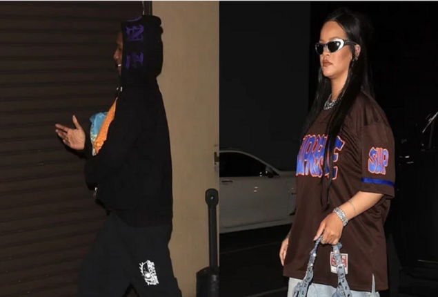 Rihanna and A$AP Rock spotted outside a recording studio
