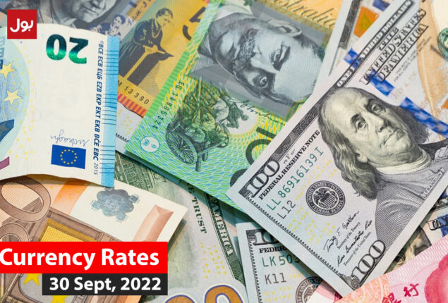 Today’s Currency rates in Pakistan – Dollar, Euro, Pound on, 30th Sept 2022