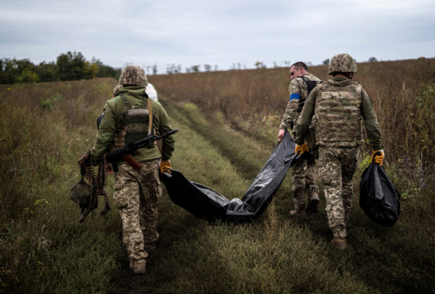 Bodies lie on the battlefield near the Russian border still