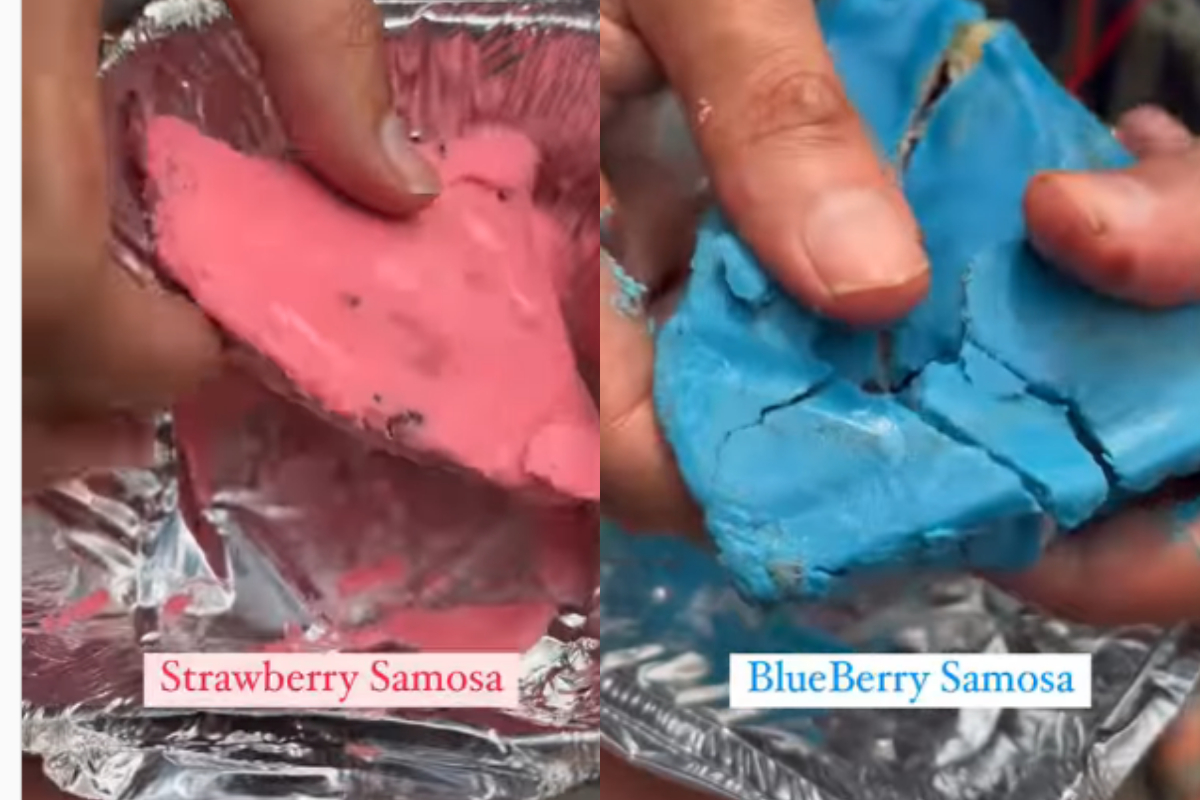 strawberry and blueberry samosas