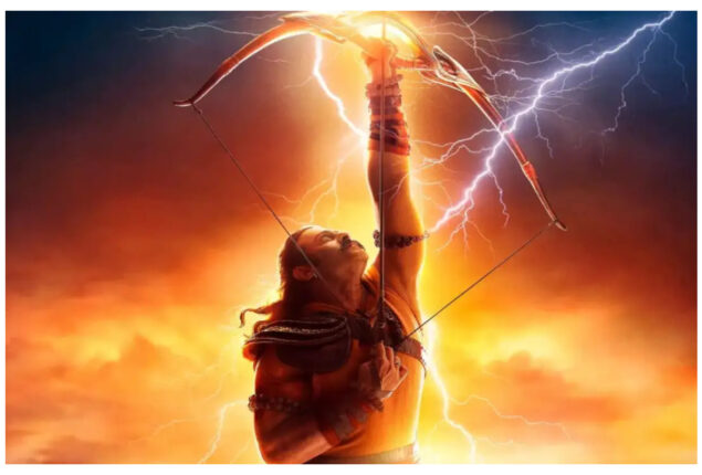 Prabhas with a bow and arrow in First Look of Adipurush