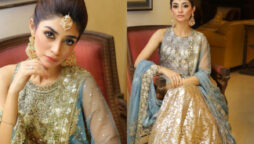 Zoya Nasir looks stunning in blue shimmery gown