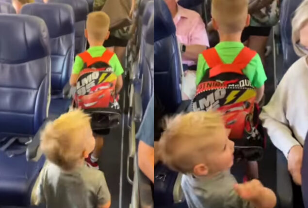 Watch: Adorable boy greets every passenger on a plane