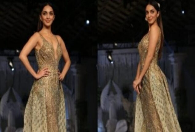Kiara Advani makes a stunning entrance in a golden dress