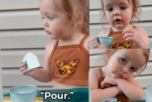 Watch viral: Kid play with her tea set with her mother