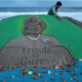Manas Sahoo honours Queen Elizabeth with stunning sand art