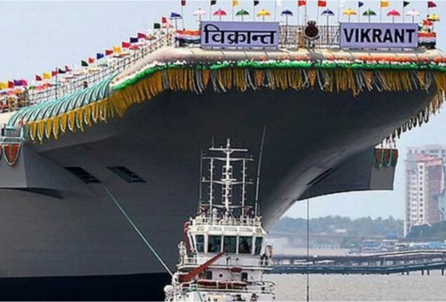 INS Vikrant is inside the India’s recently commissioned aircraft carrier