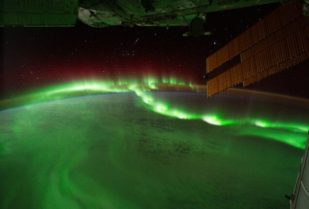 Astronauts capture aurora lights display from space