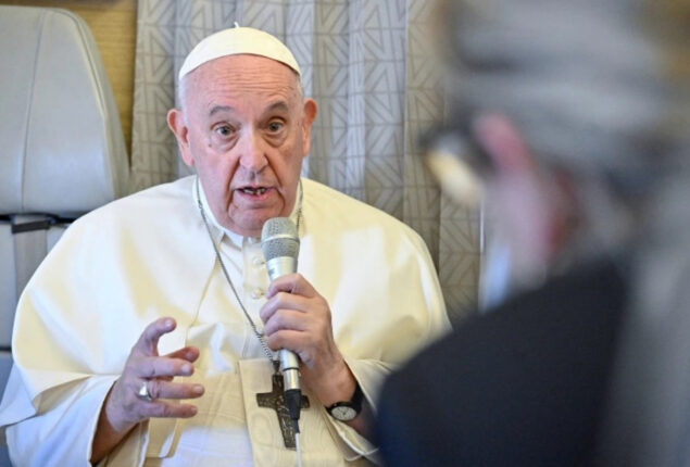 Pope Francis says it is ethically right to provide Ukraine with weapons for self-defense