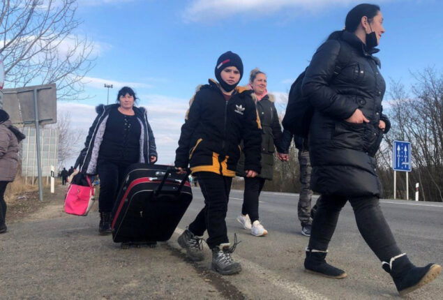 Russians flee to the border during the conflict in Ukraine