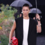 Bella Hadid looks stunning in a fringed skirt and sleeveless blazer