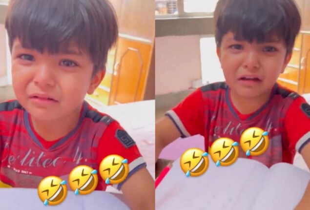 Little boy’s crying video while studying goes viral