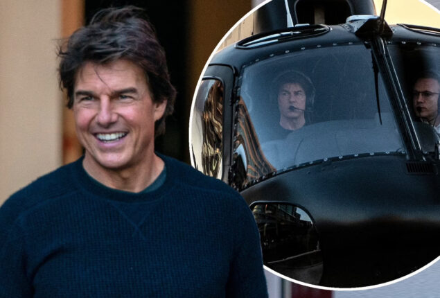 Tom Cruise landed in London via helicopter, living their true reputation as an action hero