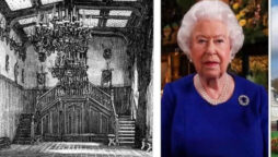 Queen’s coffin is placed in ballroom where she and Prince Philip danced