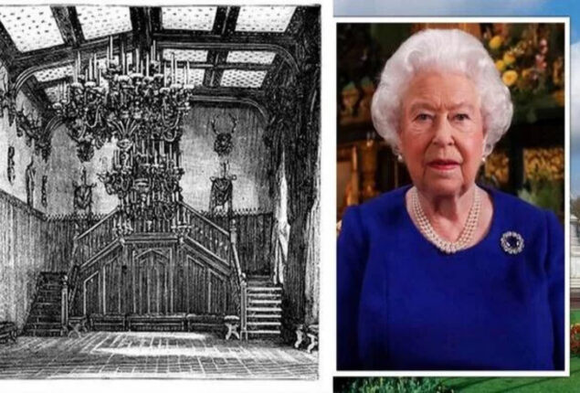Queen’s coffin is placed in ballroom where she and Prince Philip danced