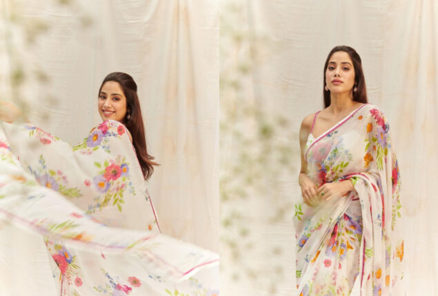 Janhvi Kapoor flaunts her curves in Saree as she looks ravishing