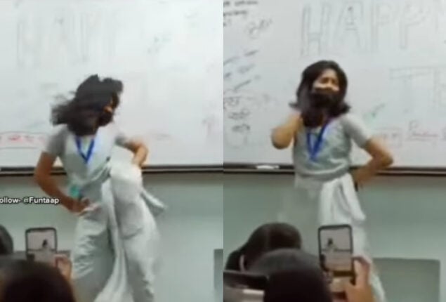 Girl dances to Chikni Chameli in classroom