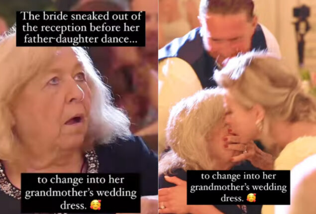 Bride wears her grandma’s gown on wedding day
