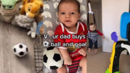 Watch: Dad gave little infant football & goalpost with no plans