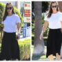 Jennifer Garner steps out in style wearing black skirt and white top
