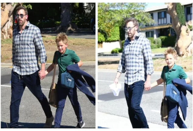 Ben Affleck leaves the house in style with his son Samuel
