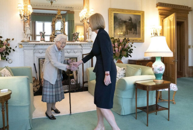 Liz Truss welcomed by the Queen at Balmoral Castle