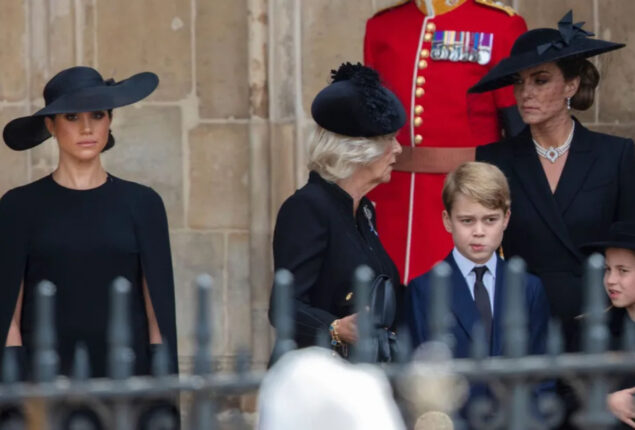 Meghan Markle kept distance with Kate & kids at Queen funeral