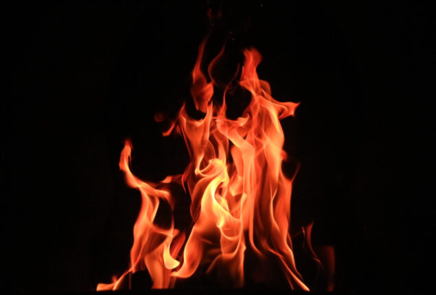 man burns his mother