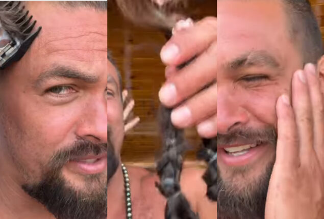Jason Mamoa praised for shaving head to protest single-use plastic