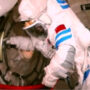 Astronauts Chen Dong and Liu Yang return to their cabin module