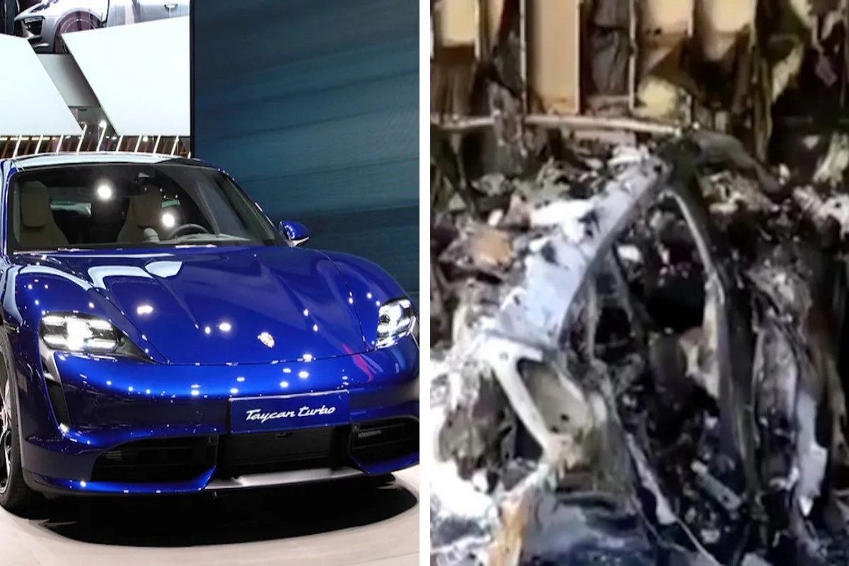 Porsche Taycan EV catches fire
