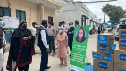 WHO hands over medicines to Health Minister Sindh Azra Pechuho