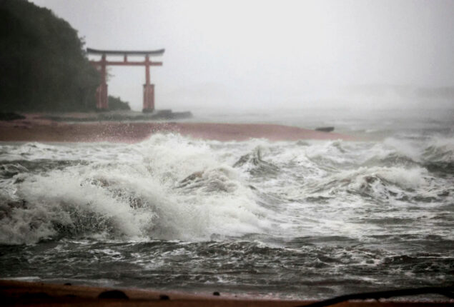 A powerful typhoon batters southern Japan