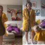 Girl twining with pet dog wears yellow raincoats in viral video