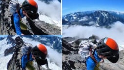 Watch: Climber traversing exceedingly narrow mountain crest