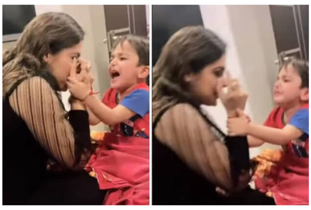 After seeing his mother remove artificial eyelashes, the young kid cries: video viral