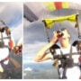 Women video of eating pizza while skydiving goes viral