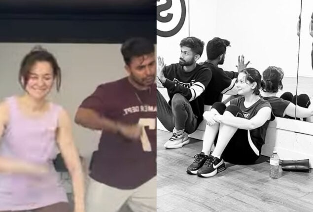 Hania Aamir and Farhan Saeed practices for dance