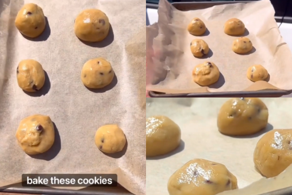 Man baking cookie dough balls