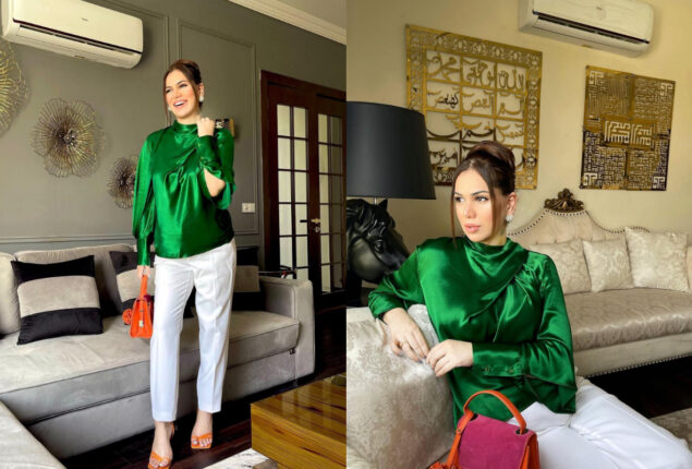 Ghana Ali vibing the ‘Greenest’ look of the year in her silk top