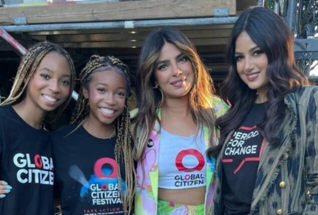 Harnaaz Sandhu poses with PeeCee at Global Citizen Festival